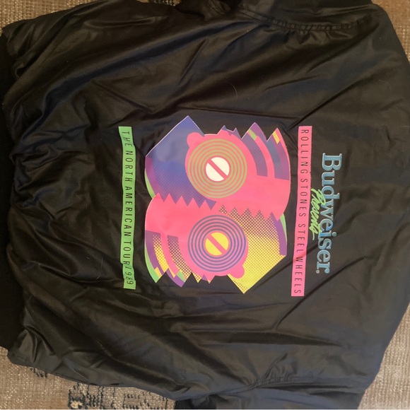 NWT Vtg 80’s 1989 Rolling Stones Steel Wheels Tour Quilted Bomber jacket! RARE - Picture 3 of 14